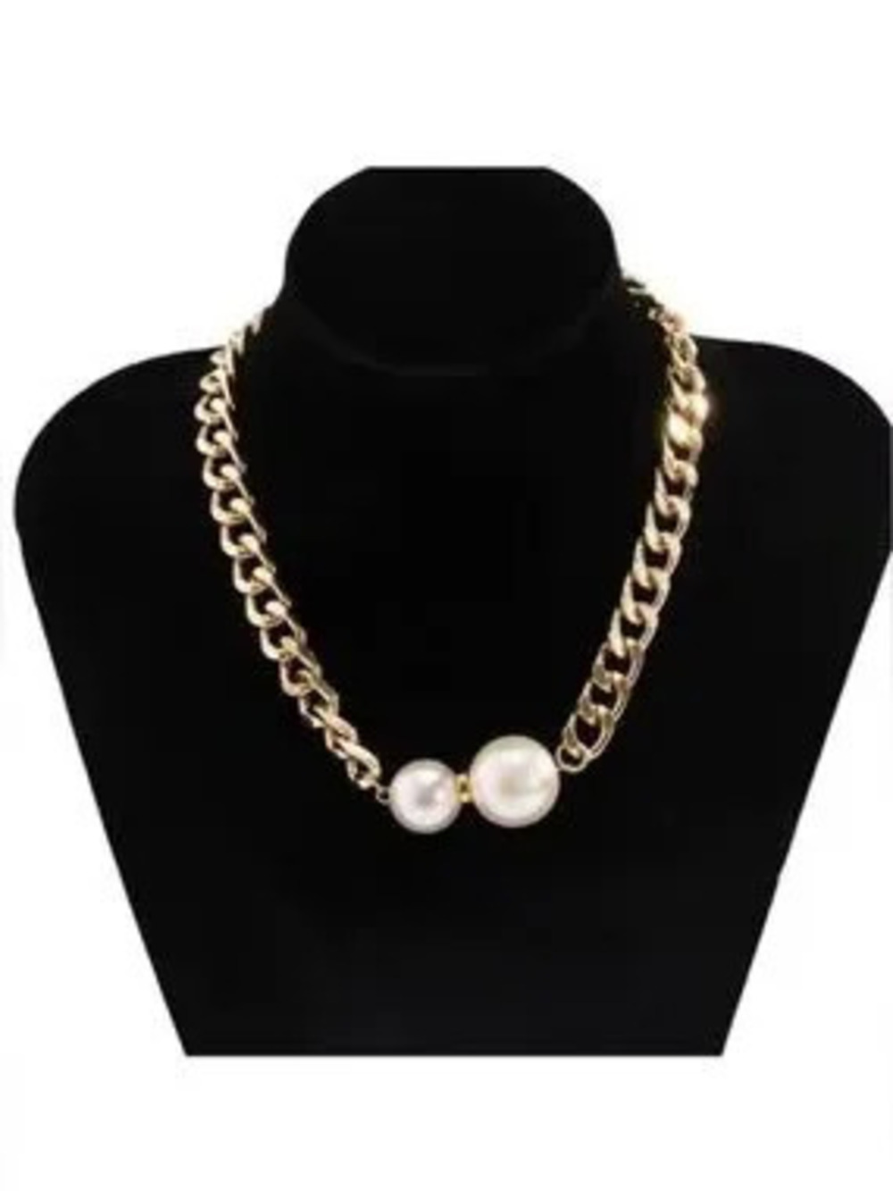 Gold Chain Choker with Pearl Accents - Picture 3 of 5